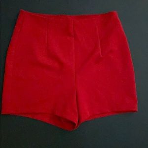High-waisted Red Shorts
